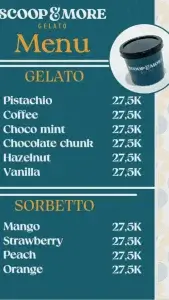 Scoop and More Gelato menu